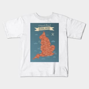 A literal map of England with counties Kids T-Shirt